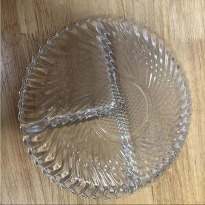Vintage Indiana Glass, DIVIDED SERVING DISH, Retro Kitchenware